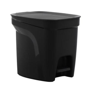 Imagem de Lixeira Compacta com Pedal para Cozinha Banheiro 7 Litros Preta - Tram