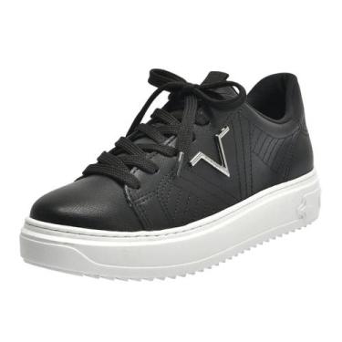 Imagem de Tênis Feminino Casual FlatForm Conforto Moderno Via Marte, Preto napa,