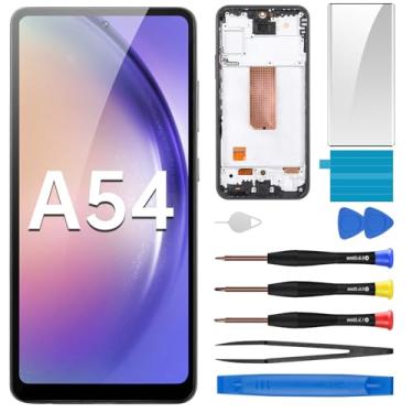 Imagem de BESJMYT Substituição de tela AMOLED para Samsung Galaxy A54 com moldura AMOLED Display Touch Digitalizador, montagem completa, vidro fixo com kit de ferramentas de reparo SM-A546U SM-A546U1