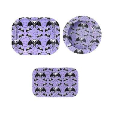 Imagem de Conjunto De Bandeja De Enrolar 18x14cm Com 3 Peças: Cinzeiro De Metal,