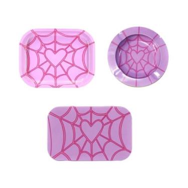 Imagem de Conjunto De Bandeja De Enrolar 18x14cm Com 3 Peças: Cinzeiro De Metal,