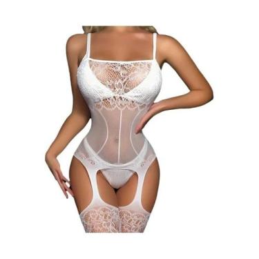 Imagem de Conjunto De Lingerie Sexy Feminina De Verão: Body De Rede Sem Entreper