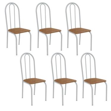 Imagem de Kit 6 Cadeiras Ilhabela Estrutura Em Aço Branco Tecido Jambo