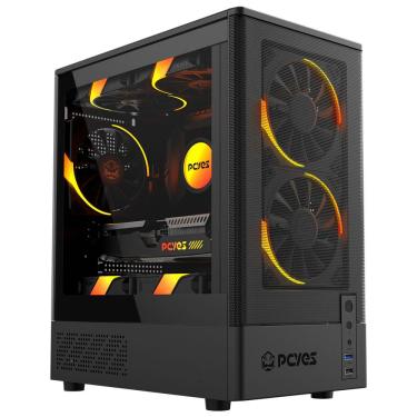 Imagem de Gabinete Gamer Pcyes Kauri Black Vulcan, Lateral Em Vidro Temperado, Usb 3.0, Micro Atx, Preto - Gkribv