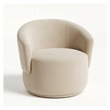 Imagem de Poltrona Cadeira Decorativa Orgânica Glamour Em Veludo Cor:veludo Bege