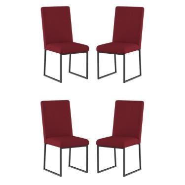 Imagem de Kit 4 Cadeiras De Jantar Com Base De Ferro Preto – Balaqui Cor:marsala Marsala