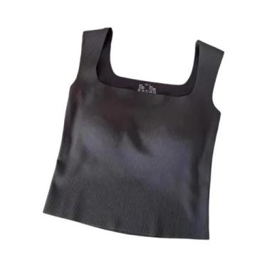 Imagem de Camisola Feminina Com Alças Largas, Decote Quadrado, Sem Costura, Com 