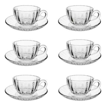 Imagem de Conjunto 6 Pçs Xicaras 200ml com Pires em Vidro - Quanhe