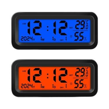 Imagem de Termômetro De Painel LED Luminoso Solar USB Com Relógio Eletrônico E L