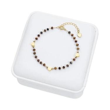 Imagem de Pulseira De Design De Coração Em Pedra Natural Para Mulheres, Feita À 