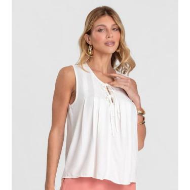 Imagem de Regata Feminina com Pregas Dianna Bege, M, Bege