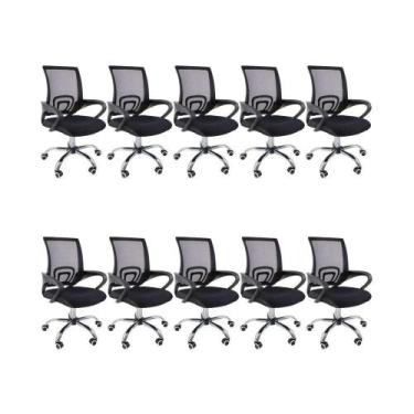 Imagem de Kit 10 Cadeiras De Escritório Begonia Ergonômico Preto - Oficial Websh