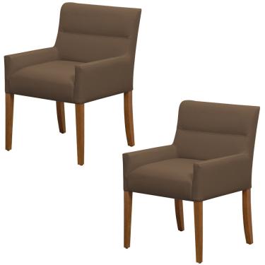 Imagem de Kit 2 Cadeiras Para Mesa De Jantar Angel Base Madeira Corano Marrom - Nexta Casa