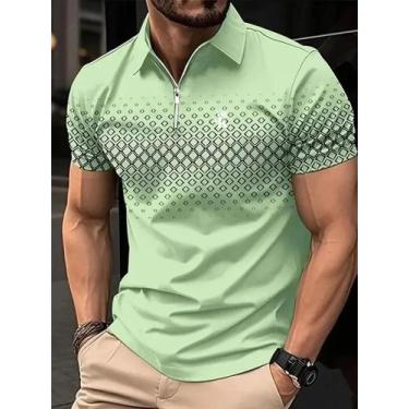 Imagem de Polo De Golfe Masculino Casual De Verão Com Estampa 3D Em Poliéster Mi