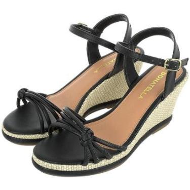 Imagem de Sandália Anabela Feminina CM Calçados Salto Plataforma Juta Nó Confort-Feminino