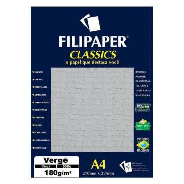 Imagem de Papel Verge A4 Filipaper Classics 180g 50 Folhas Cinza 0979 - FILIPERS