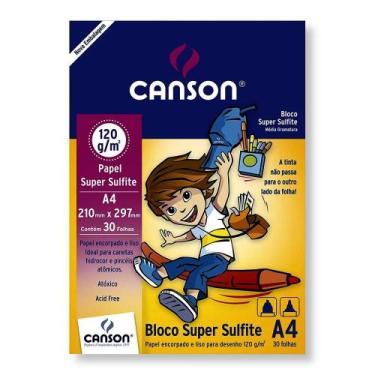 Imagem de Bloco Papel Desenho A4 Canson 120g Super Sulfite 30 Folhas