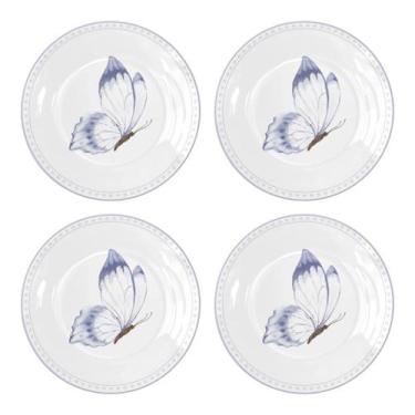 Imagem de Conjunto 4 Pratos Melamina 23cm Borboleta Mesa Posta Família - Florart