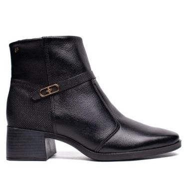Imagem de Bota Feminina Pegada Cano Curto Couro Preto, Preto, 38