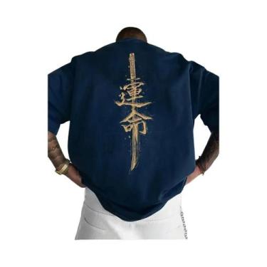 Imagem de Camiseta Masculina De Algodão Com Manga Curta, Estampa De Espada Samur