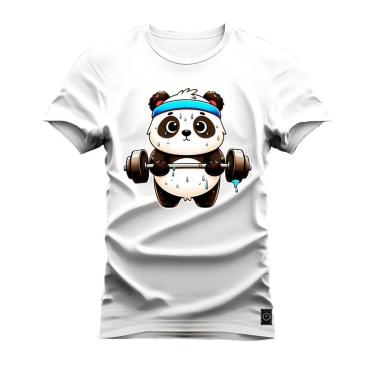 Imagem de Camiseta Plus Size Algodão Estampada Confortável Panda Fitness-Unissex