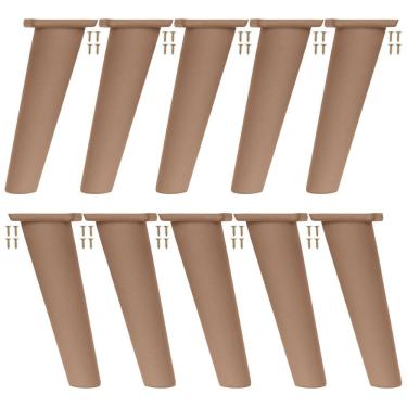 Imagem de Kit 10 Pé Retrô de Plástico Marrom Resistente para Móveis Cômoda Design Clássico e Fácil Instalação