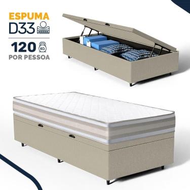 Imagem de Cama Box Baú com Colchão de Espuma D33 Double Face Territory Hellen Solteiro 88cm