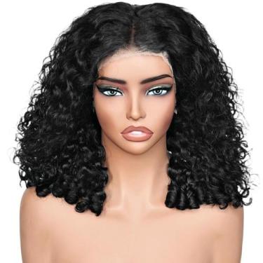 Imagem de Peruca UREMY Bouncy Curly Birmanese Human Hair 16 cm com renda 13x4