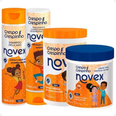 Imagem de Kit Novex Crespo e Crespinho 4abc: Shampoo e Tratamento Condicionante 300ml + Creme De Tratamento e Creme para Pentear 1kg