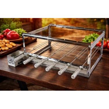 Imagem de Gira grill inox com 6 espetos giratorio - infinity grill