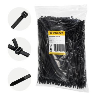 Imagem de Abracadeira Nylon Plástica 4.8 X 300mm Preta 1000un Vollekz Preto