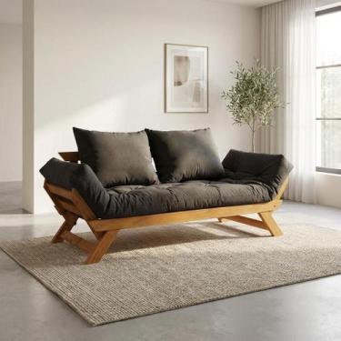 Imagem de Sofá Japão Futon Acquablock Branco Off Madeira Cor Mel - R9 Design Fut