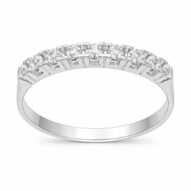 Imagem de Anel em Prata 925 Meia Aliança com Zircônias de 2,50 mm - Design Elega