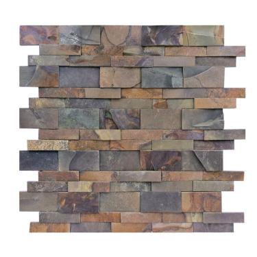 Imagem de Revestimento Pedra Natural - Ferruzzano 5x20cm e 10x20cm - Pedra Ferro - Basalto Ferrugem Ferro