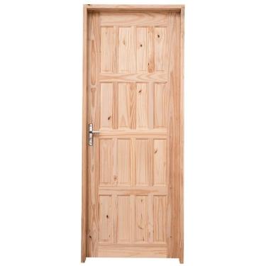 Imagem de Kit Porta de Madeira Pinus Grantok M09 Externa, Abertura à Direita 213x86 cm
