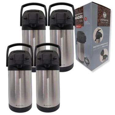 Imagem de Kit 4 Garrafas Térmica de Inox 2,5 Litros Madri Ampola de Inox Base Gi