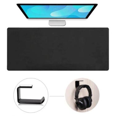 Imagem de Kit Mouse Pad Gamer 70x30cm Em Sintético Impermeável + Suporte Fone De