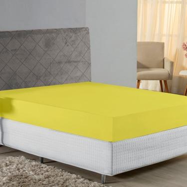 Imagem de Lençol Com Elástico Casal Nobre 1 Peça 30cm De Altura Malha 100% Algodão - Amarelo