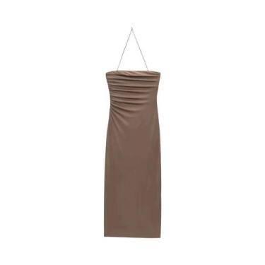 Imagem de Vestido Longo Feminino sem alça Halter HXAO Corset Bodycon Drapeado Se
