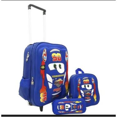 Imagem de Mochila rodinha 3D kit com lancheira e estojo - Genérico, Vermelho