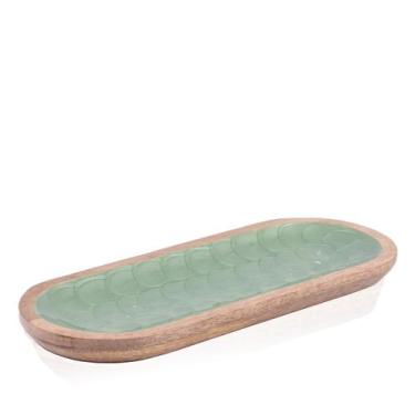 Imagem de Petisqueira Madeira Oval Escama 33x13 - Entrecasa