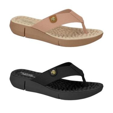 Imagem de Kit 2 Chinelo Modare Confortável Ideal para Pés Sensíveis, Preto e nud