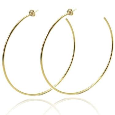 Imagem de Brinco Meia Argola Grande Folheada a Ouro 18K - Lojas La+Ny, Dourado, 