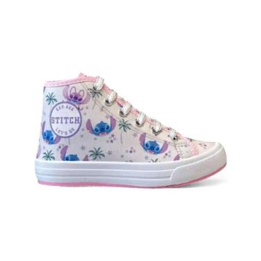 Imagem de Tênis Infantil Branco Cano Alto com Estampa do Stitch Disney, 33, Bco,