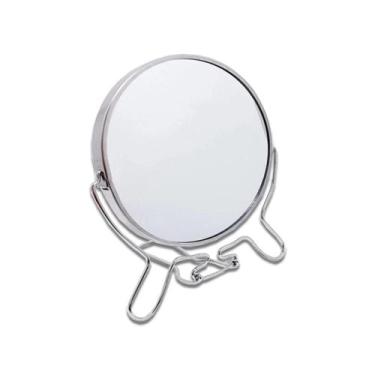 Imagem de Espelho De Maquiagem com Suporte Metal Dupla Face Com Aumento 4" Poleg