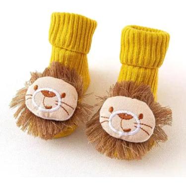 Imagem de Meia pantufa bebê zoo menina/menino  - Kadu modas, Leão mostarda