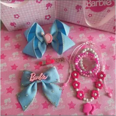 Imagem de Kit Acessórios 2 Laços + 1 Presilha + 1 kit Pulseira + Cordão  Barbie 