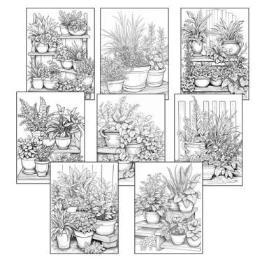 Imagem de Conjunto de 8 cartões para colorir para adultos Jardim de Ervas 13 x 1