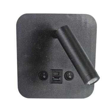 Imagem de Arandela LED Quadrado Dalo AD-4084 3000K USB IP65 Ângulo Regulável Preto Astraled