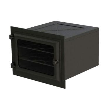 Imagem de Forno de Ferro Fundido Libaneza com Tampa de Vidro e 2 Grelhas para Fogão a Lenha Preto